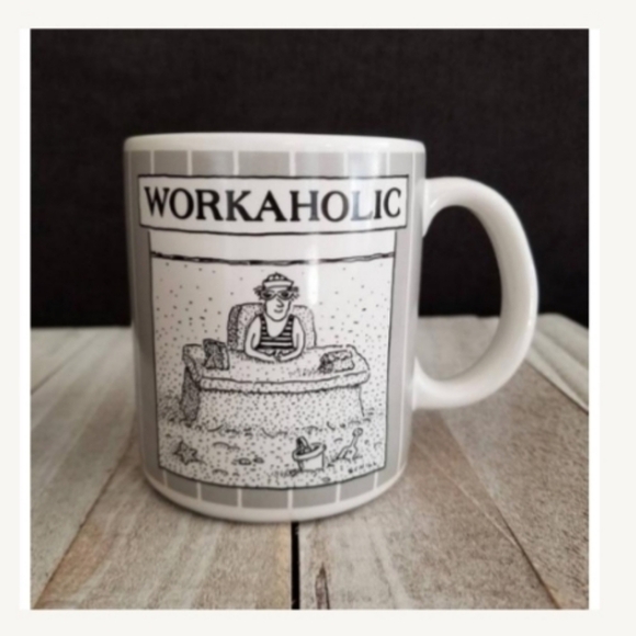 "Workaholic" gray mug, DESIGNER'S COLLECTION for workaholic people. - Picture 1 of 6